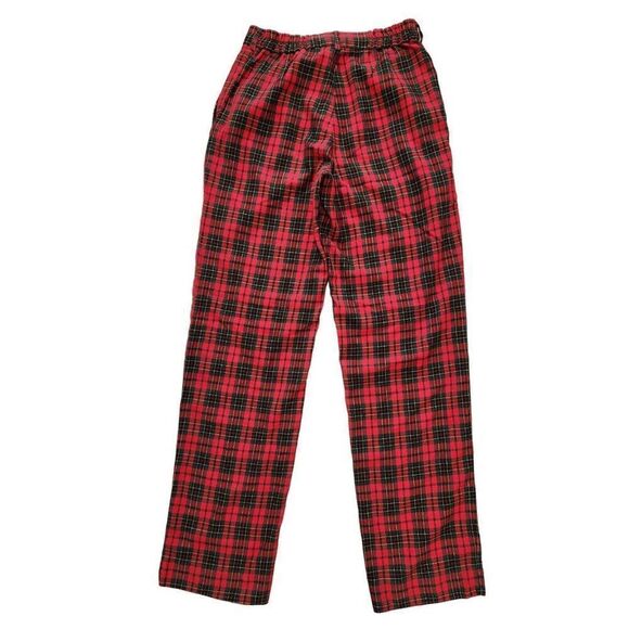 Vintage 80s Red Black Green Plaid Pleated High Waist Trouser Pants M Punk Funky - Picture 4 of 4